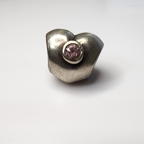 Pandora Heart Sterling Silver Charm With Pink Cubic Zirconia - Picture 2 of 6